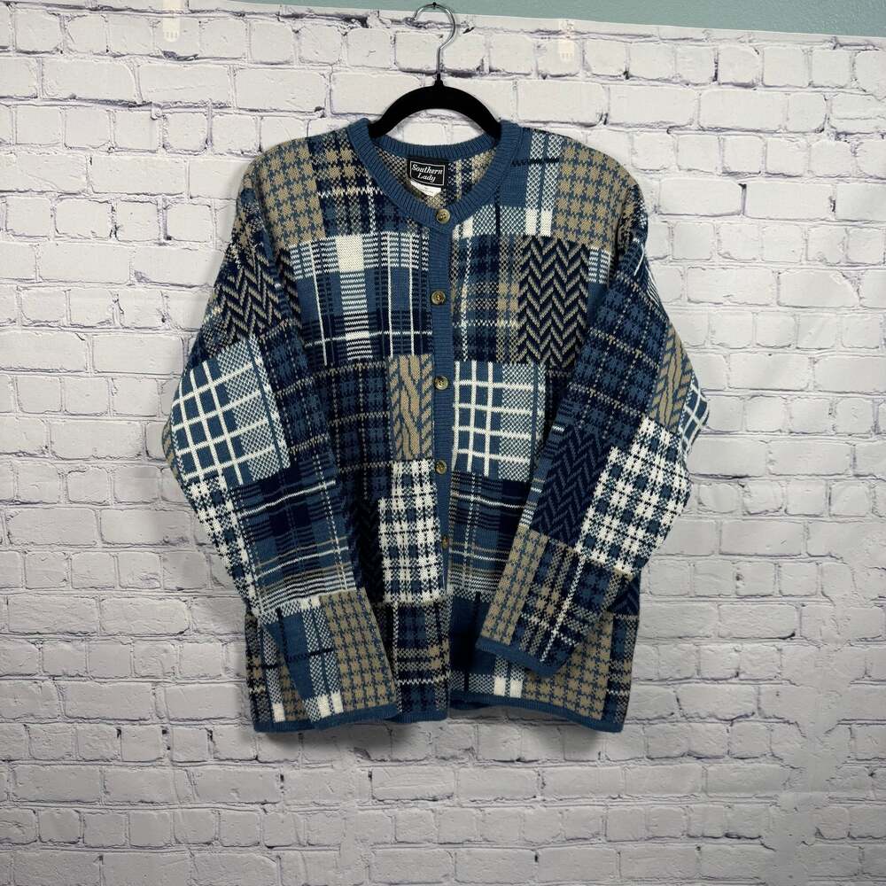 Southern Lady Vintage Patchwork Cardigan Sweater Size Medium